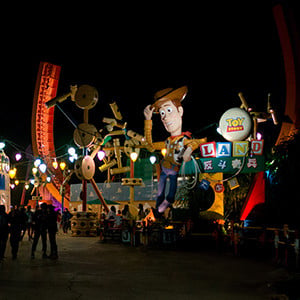 Hong Kong Disneyland: Toy Story Land at night