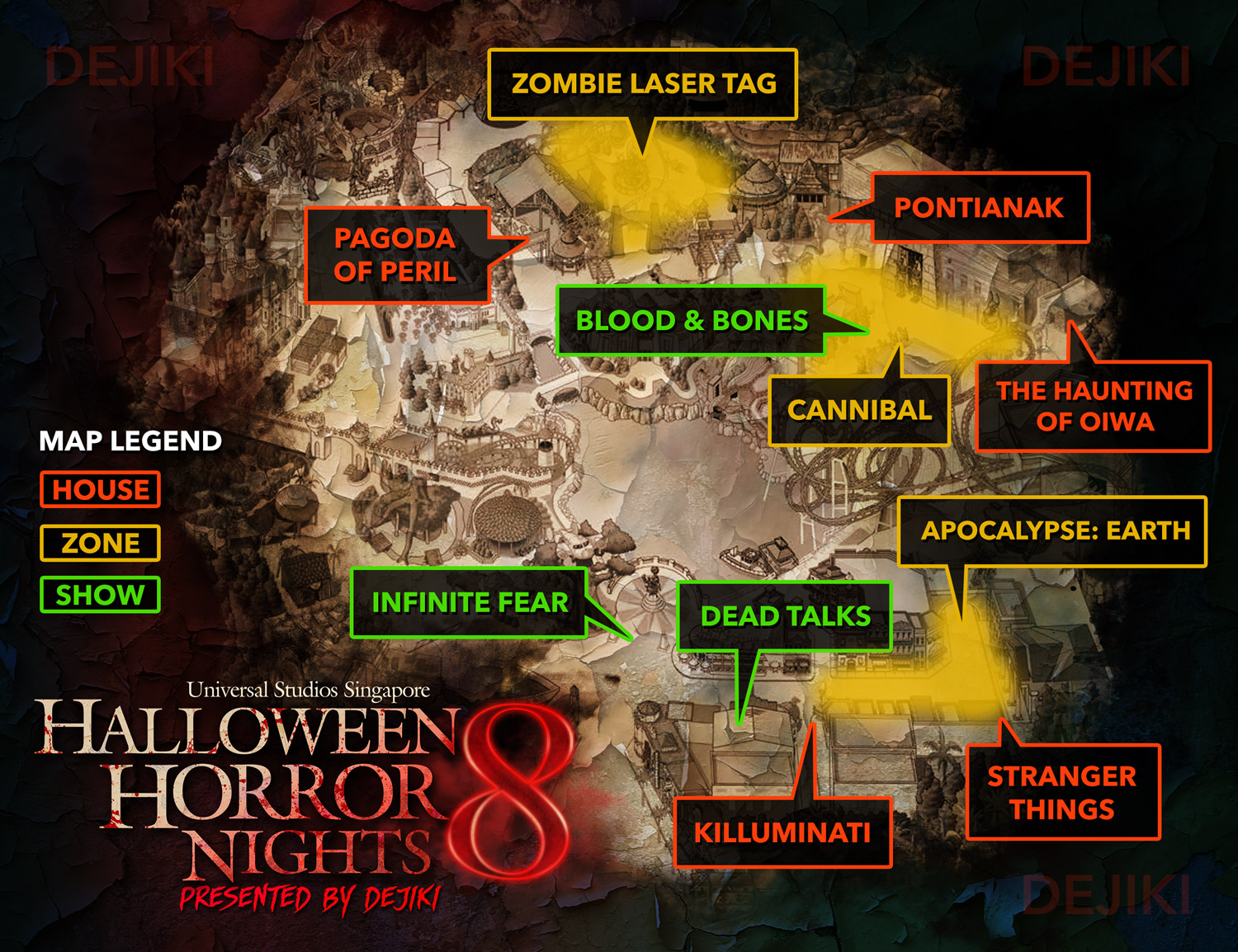 Halloween Horror Nights 8 Event Guide by Dejiki - HHN8 park map