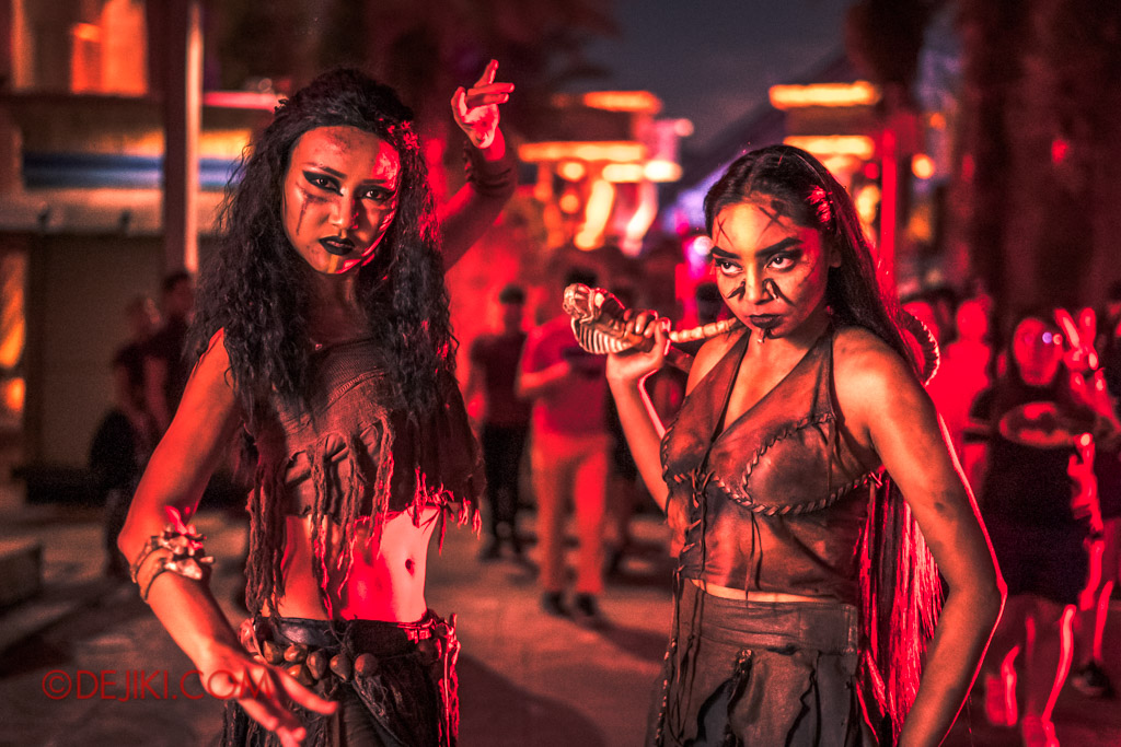 USS Singapore Halloween Horror Nights 8 Cannibal scare zone belly dancer and female warrior white