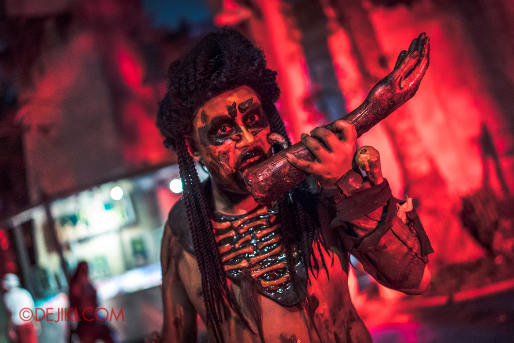 USS Singapore Halloween Horror Nights 8 Cannibal scare zone dreadlocks hungry cannibal