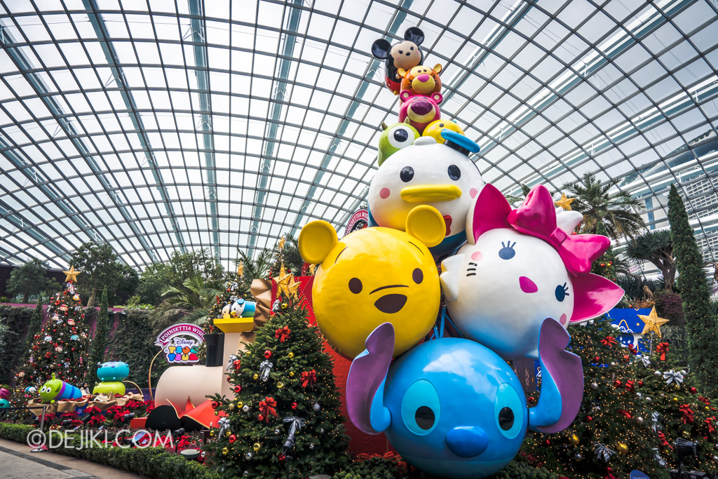 Gardens by the Bay Singapore Christmas 2018 - Poinsettia Wishes featuring Disney Tsum Tsum - Giant Stack