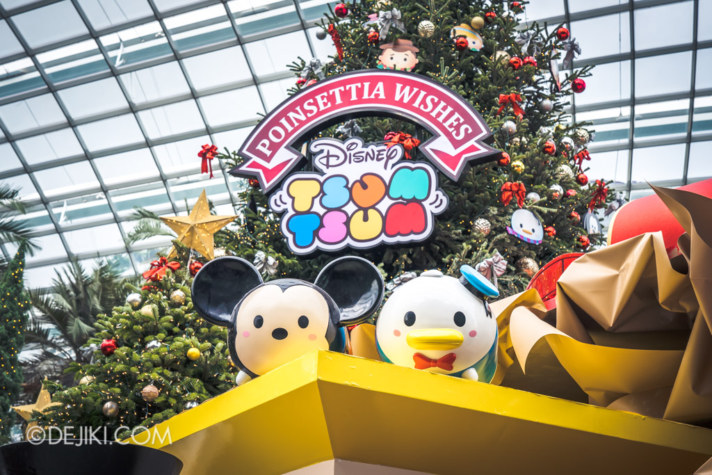 Gardens by the Bay Singapore Christmas 2018 - Poinsettia Wishes featuring Disney Tsum Tsum - Mickey and Donald main