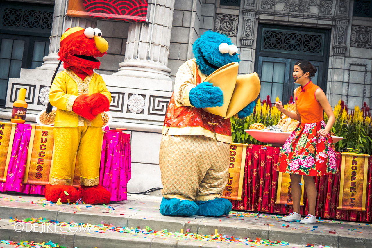 Universal Studios Singapore - Chinese New Year 2019 Monster Lo Hei show Sesame Street fortune cookie