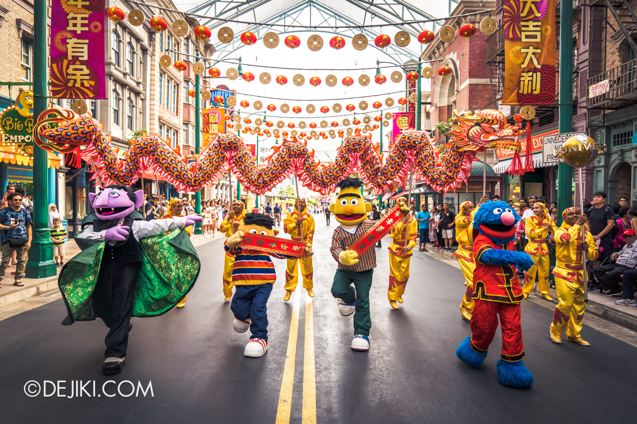 Universal Studios Singapore - Chinese New Year 2019 auspicious dragon trail parade show New York Sesame street