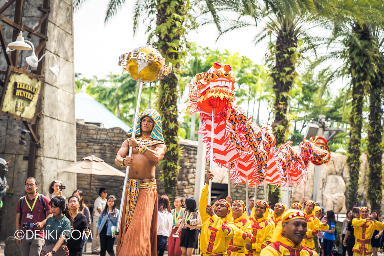 Universal Studios Singapore - Chinese New Year 2019 auspicious dragon trail parade show at Ancient Egypt