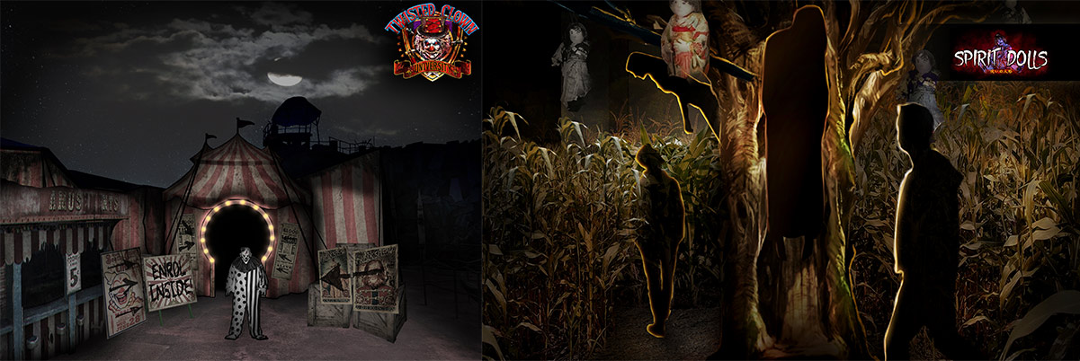 USS Halloween Horror Nights 9 - Spirit Dolls and Twisted Clown University haunted house