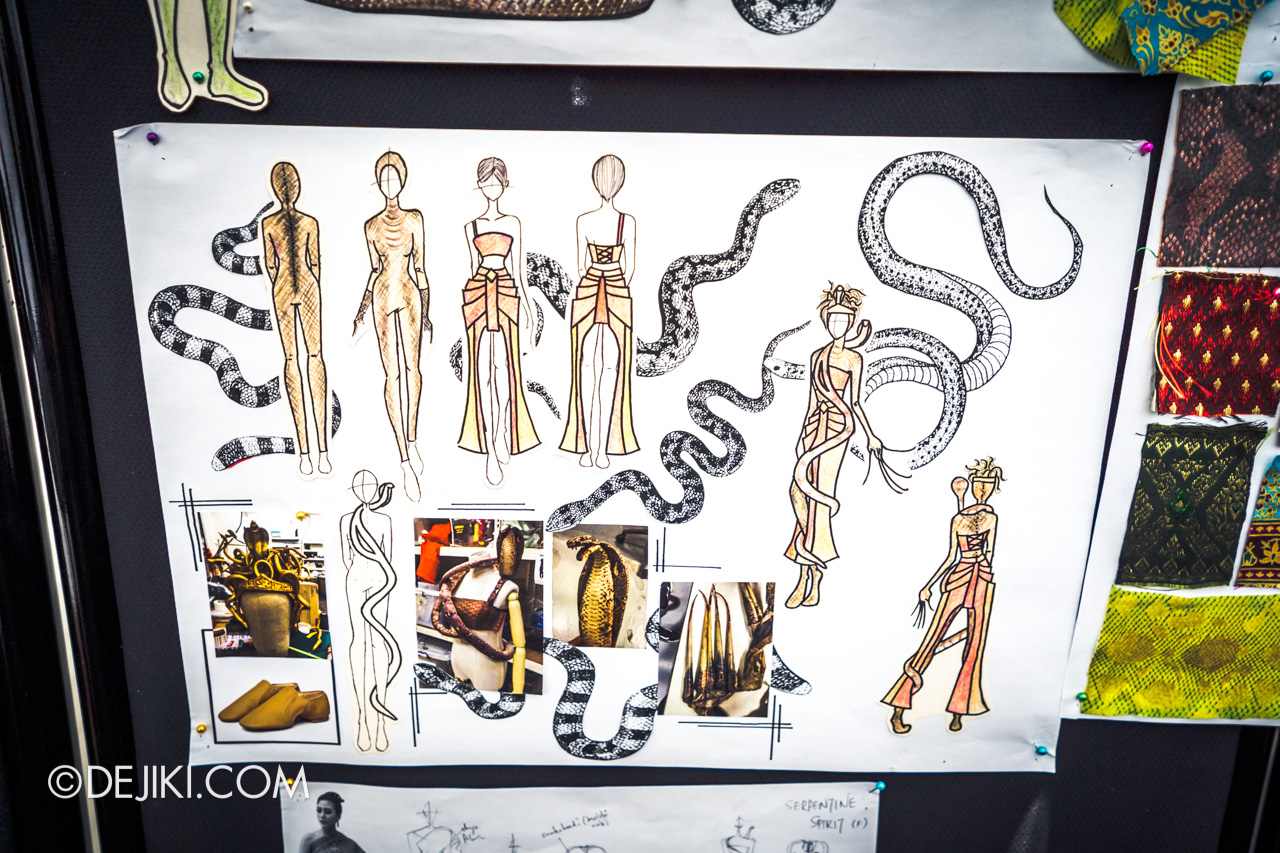 USS HHN9 Sneak Preview Behind The Scenes Creative Costuming sketches for Serpentine Spirit