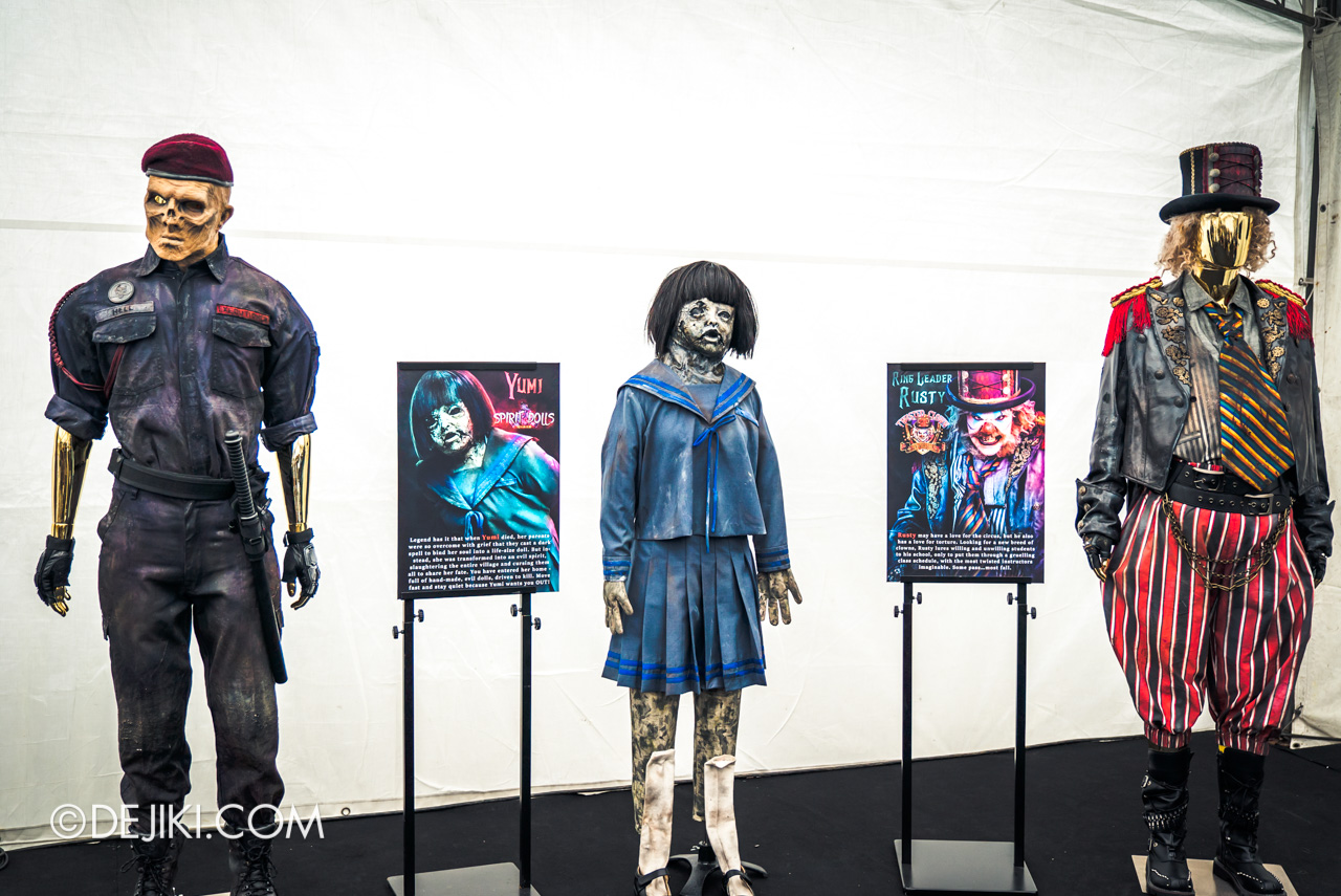 USS HHN9 Sneak Preview Behind The Scenes Icon Costumes Executioner Hell Block 9 Yumi Spirit Dolls Rusty The Clown