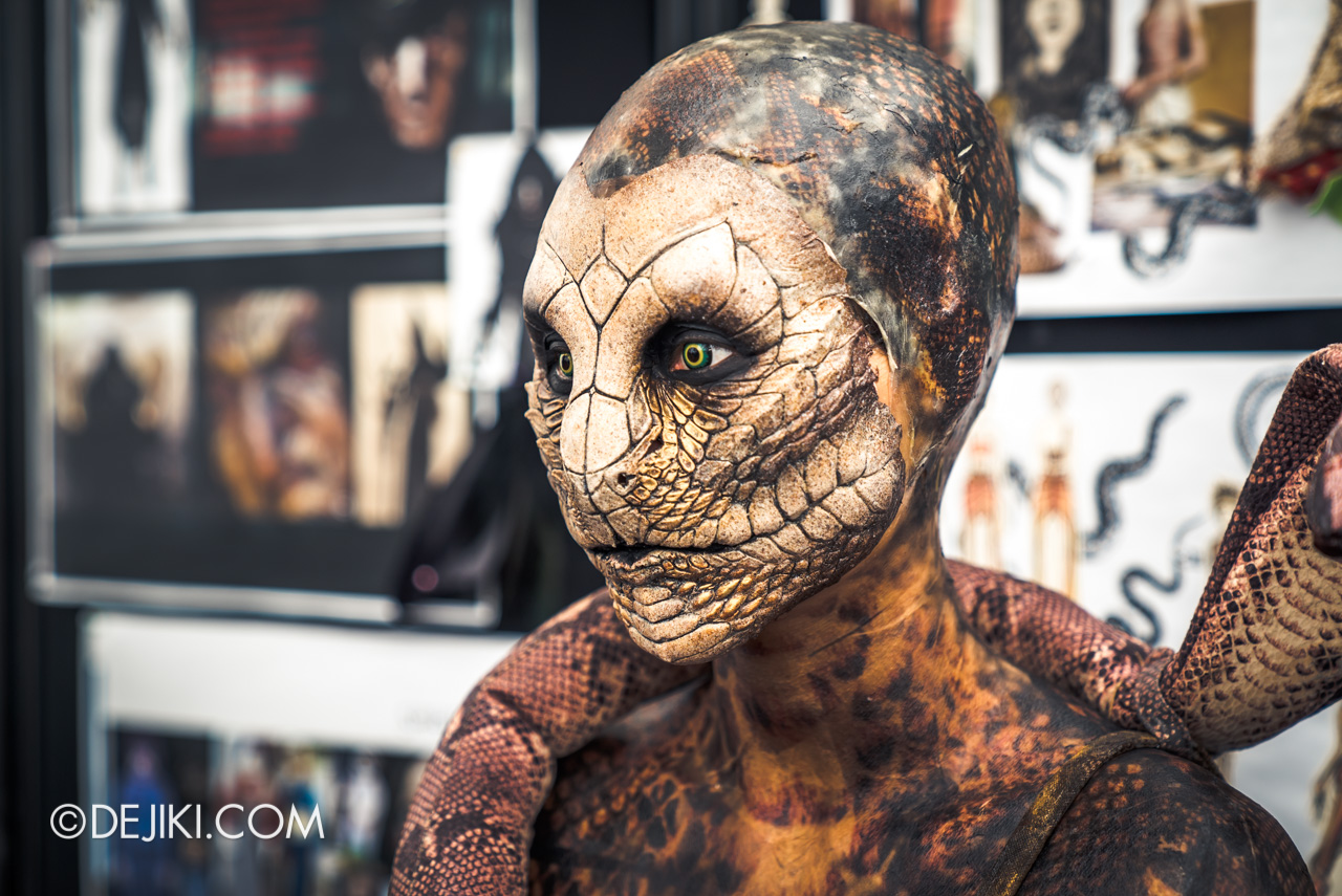 USS HHN9 Sneak Preview Behind The Scenes Makeup for Curse of the Naga Serpentine Spirit closeup