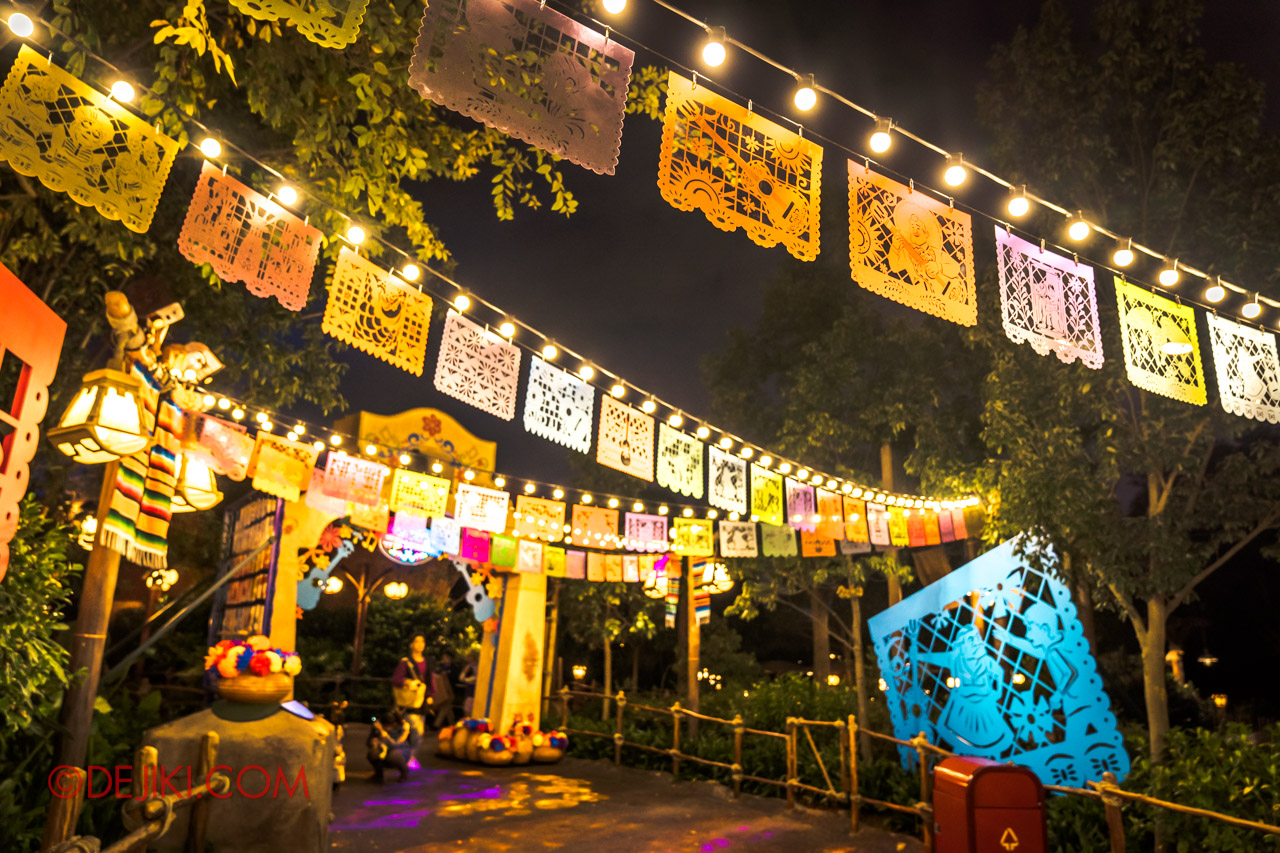 Shanghai Disneyland Halloween event Pixar Coco Decorations Santa Cecilia at Adventure Isle 2