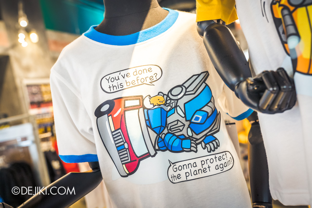 Universal Studios Singapore Park Update November 2019 Park Merchandise Transformers Supply Vault Gudetama shirt 2