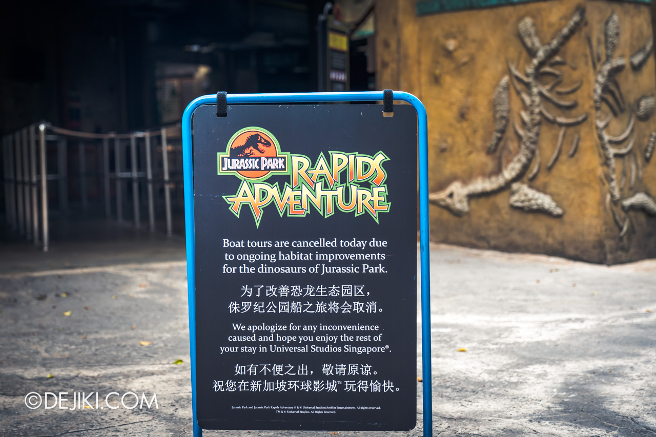 Universal Studios Singapore Covid 19 Park Update Mar Apr 2020 Suspended attractions Jurassic Park Rapids Adventure