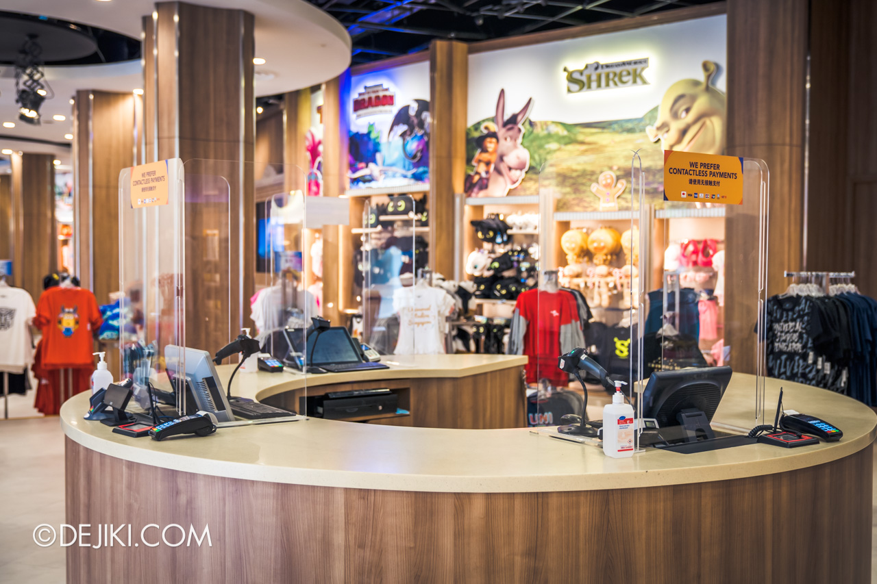 Universal Studios Singapore Reopening Safe Management Measures Retail cashier shields