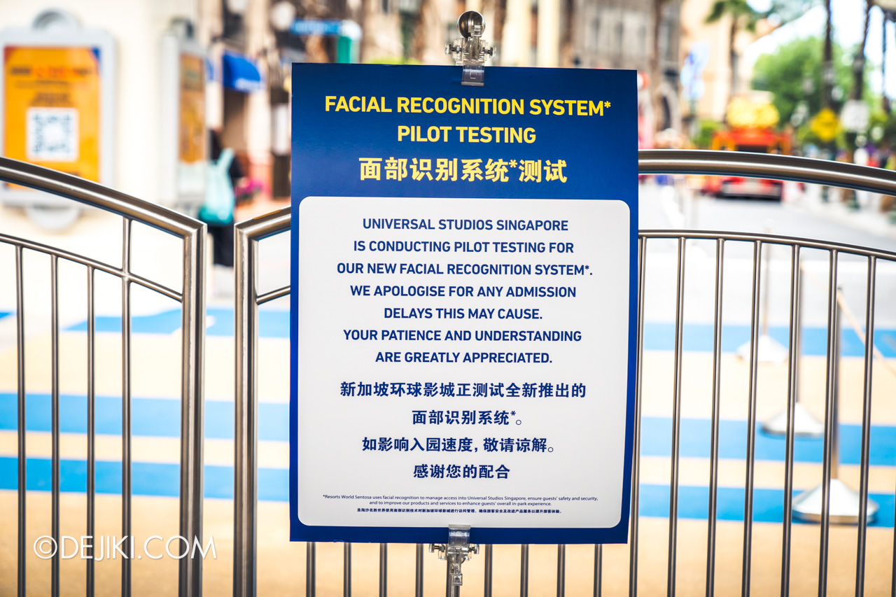 Universal Studios Singapore Park Update Sept 2020 Contactless Admission with Face Recognition notice