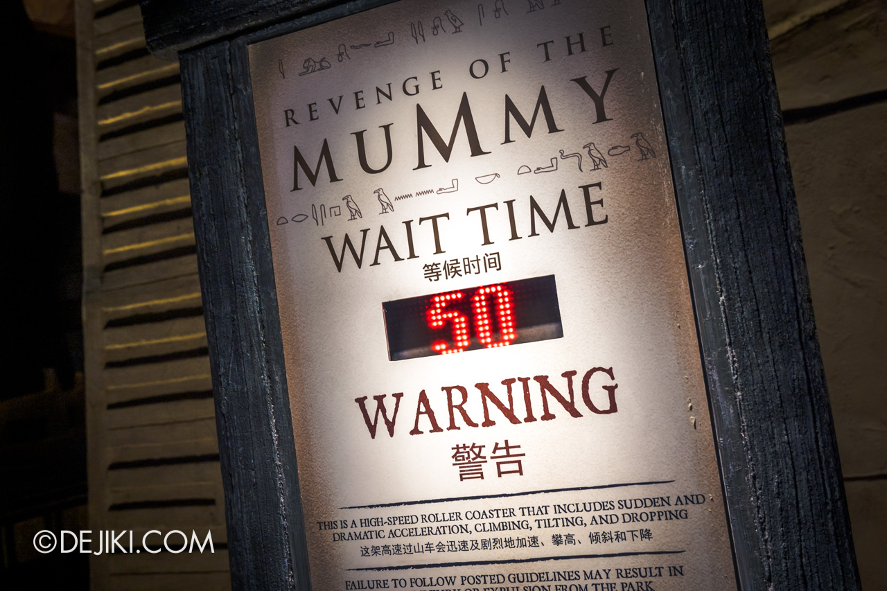 Universal Studios Singapore Park Update Dec 2020 Walkabout Revenge of the Mummy Wait Time