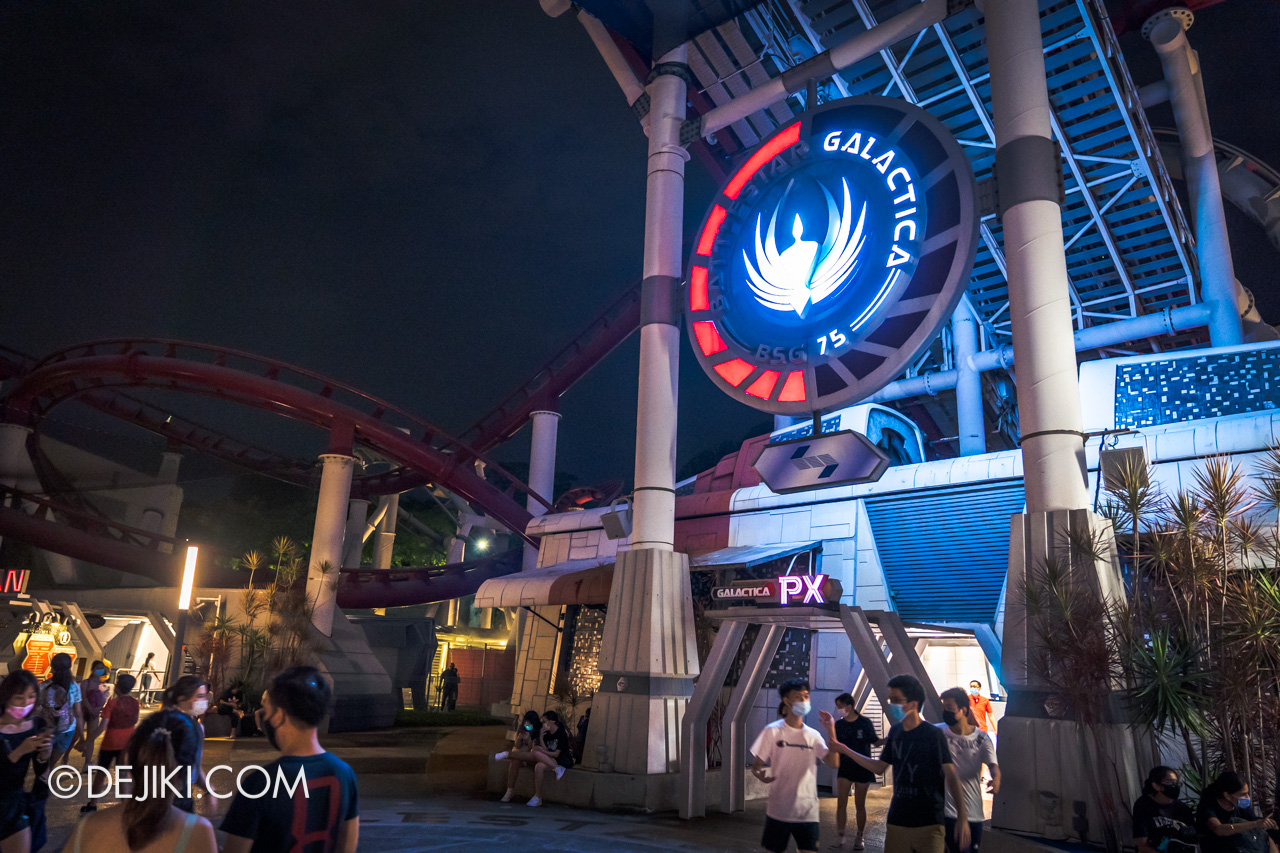 Universal Studios Singapore Park Update Dec 2020 Walkabout Sci Fi City Battlestar Galactica lights