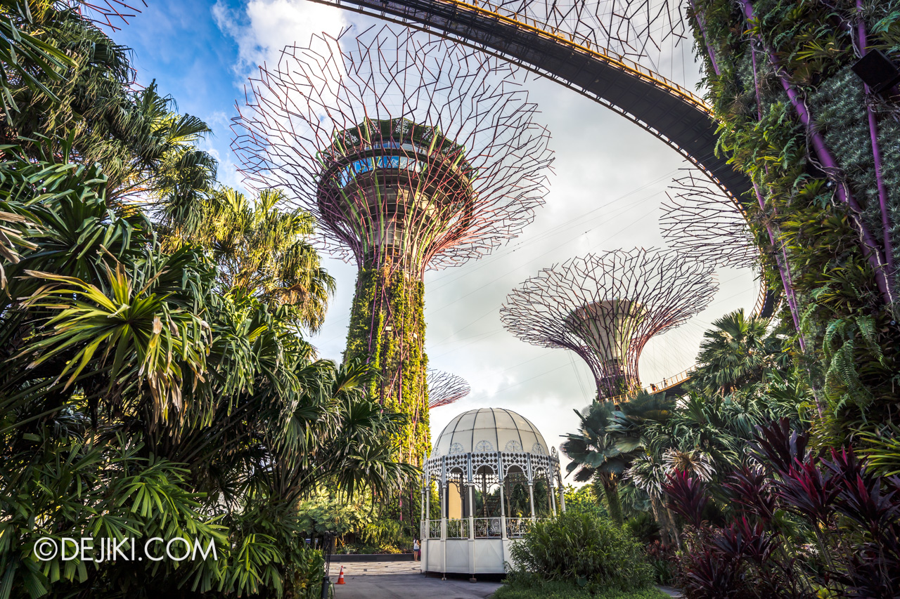 Gardens by the Bay Christmas Wonderland setup photos 2 Supertrees with La Casa di Santa Claus