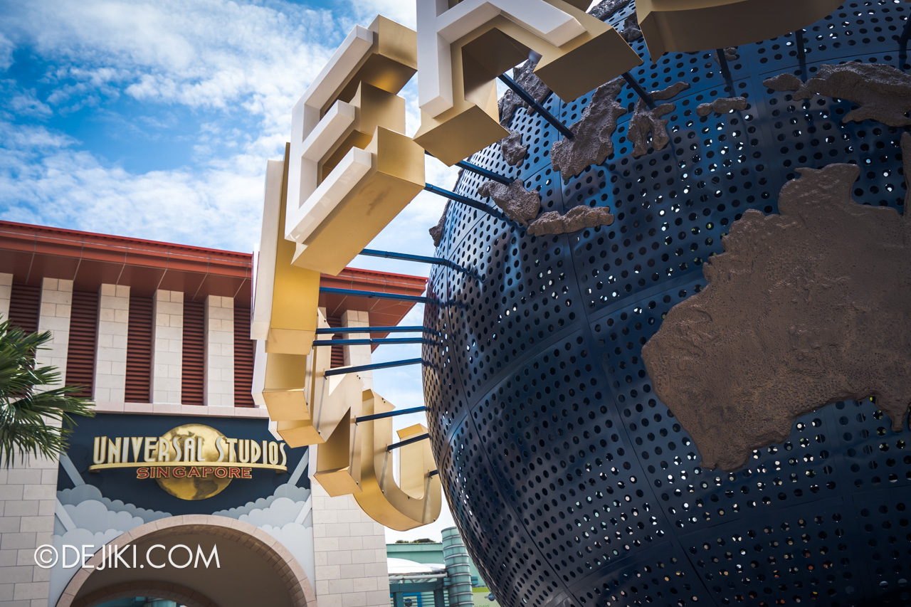 Universal Studios Singapore Refurbished Universal Studios Globe closeup