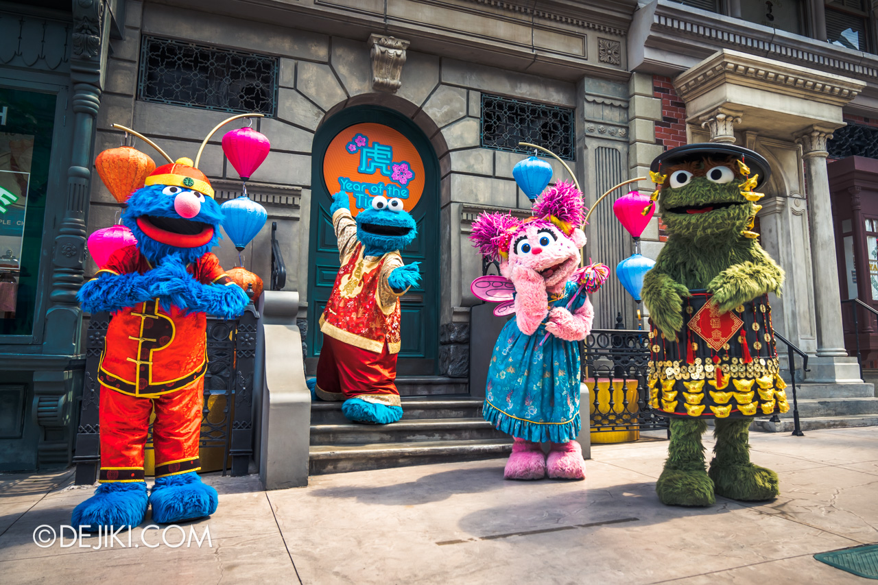 Universal Studios Singapore Park Update 2022 Leap Into Fun Lunar New Year event New York Meet and Greet Sesame Street Grover Cookie Monster Abby Cadabby Oscar