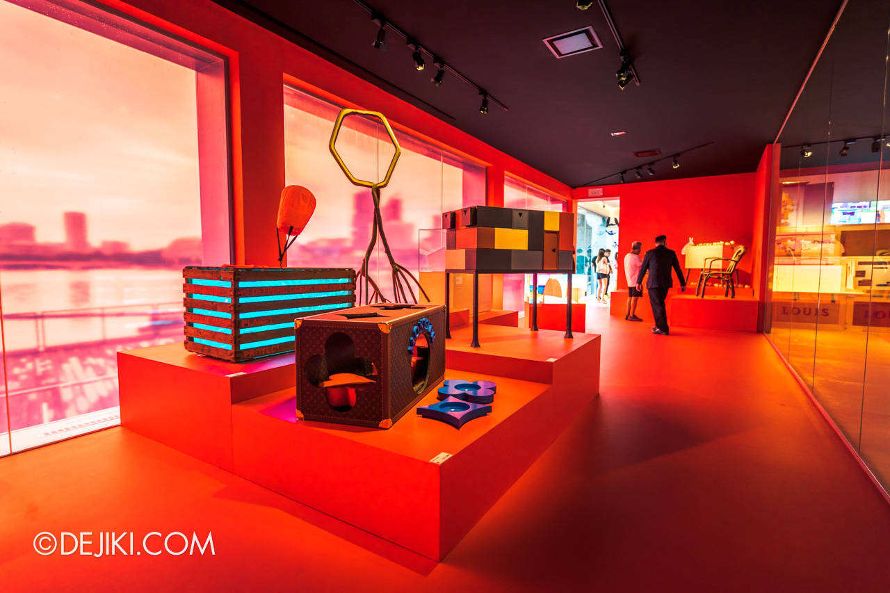 The Dreamscape overview bright red area 2 Louis Vuitton 200 Trunks 200 Visionaries Exhibition Singapore