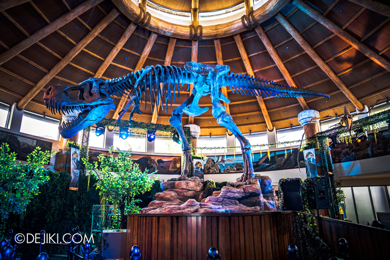 USS Jurassic World Dominion Dining Adventure 1 Discovery Food Court Interior T Rex Skeleton