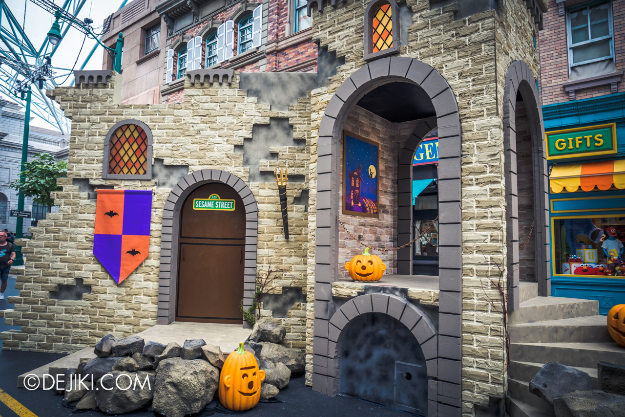 USS Trick or Thrills Daytime Halloween event Sesame Street Fortress of Fun street set design