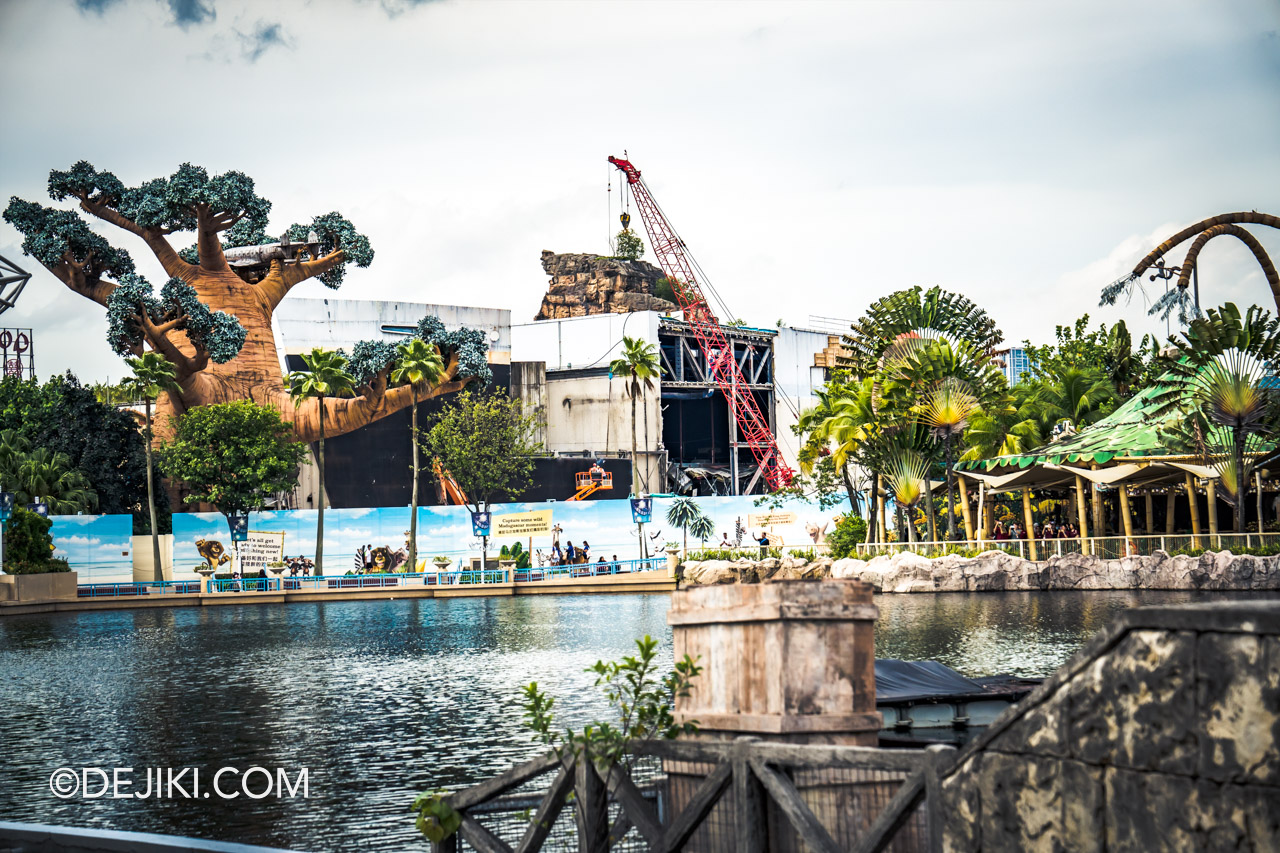 Universal Studios Singapore Park Update December 2022 Minion Land construction tearing down of Madagascar show building