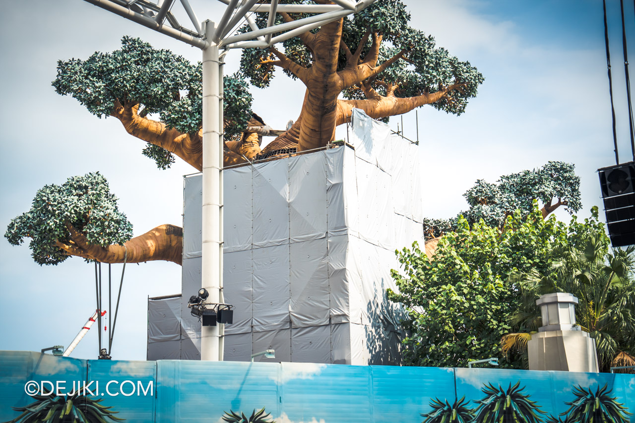 Universal Studios Singapore Park Update December 2022 Minion Land construction tearing down of Madagascar zone Tree
