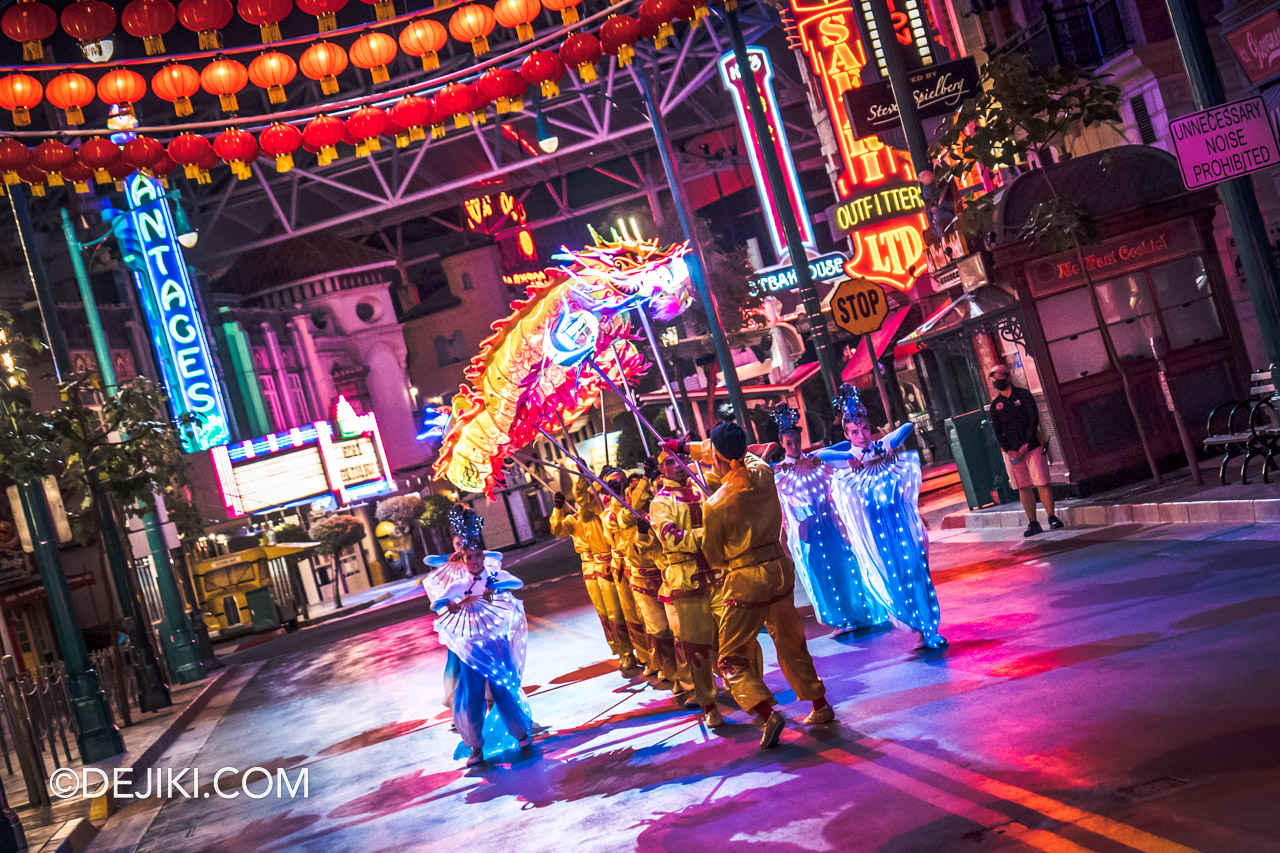 Universal Studios Singapore Chinese New Year 2023 Stay and Lo Hei with the Stars show 5 Dragon Dance on Street