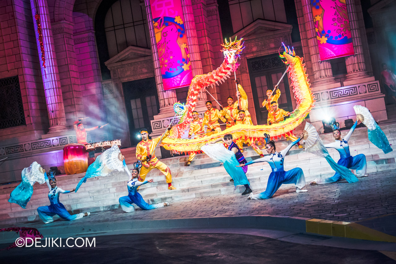 Universal Studios Singapore Chinese New Year 2023 Stay and Lo Hei with the Stars show 7 Dragon Dance on stage