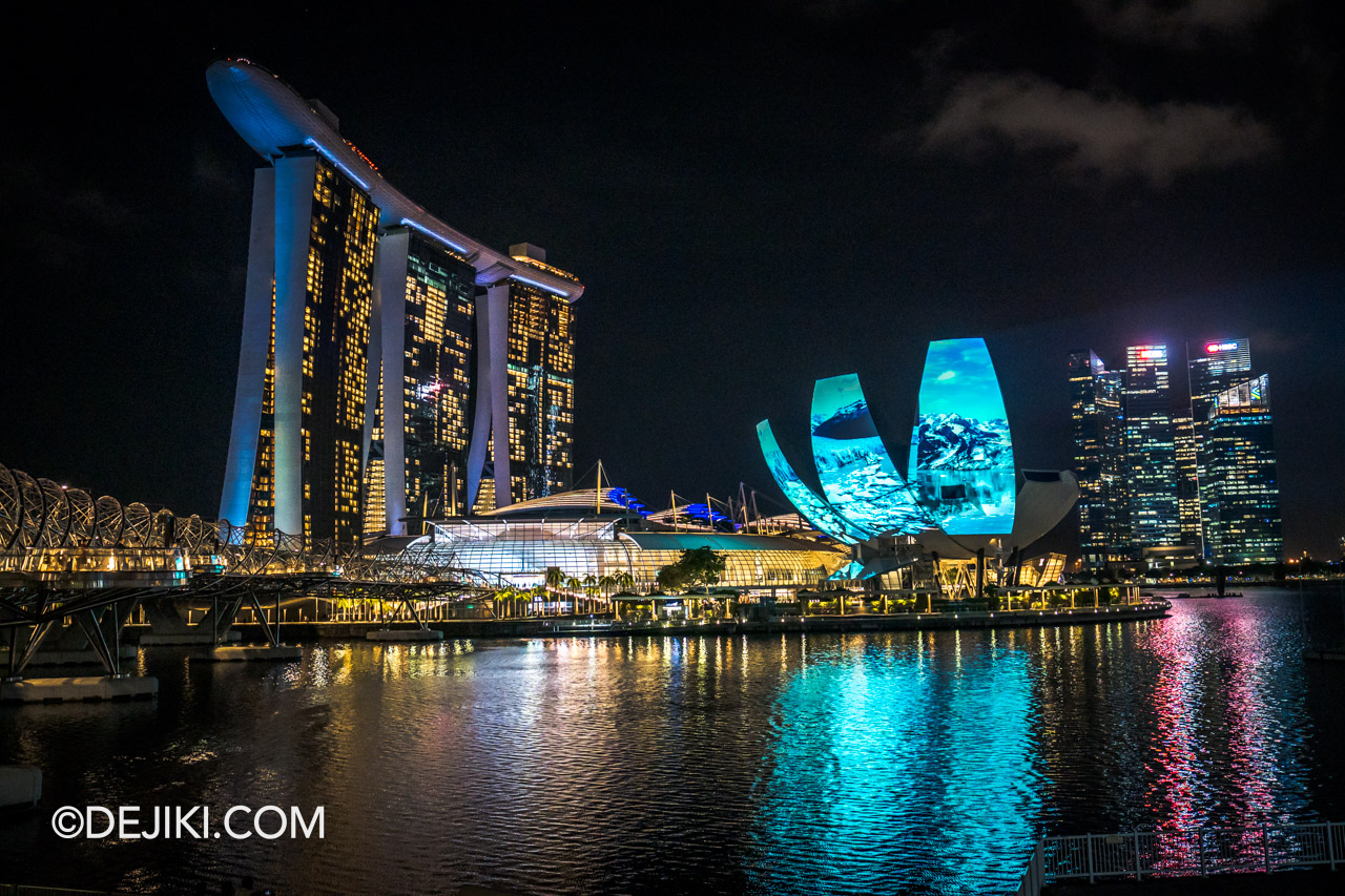 i Light Singapore 2023 at Marina Bay Glacier Dreams by Refik Anadol at ArtScience Museum overview wide
