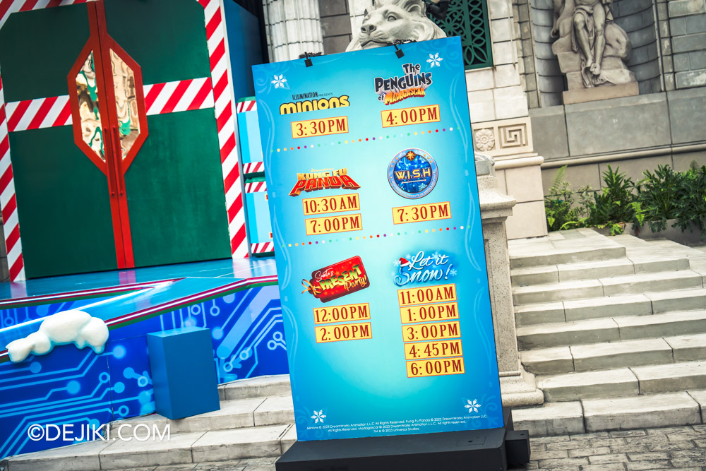 Universal Studios Singapore A Universal Christmas Event Park Update 4 New York Public Library stage Meet and Greet and Show Times