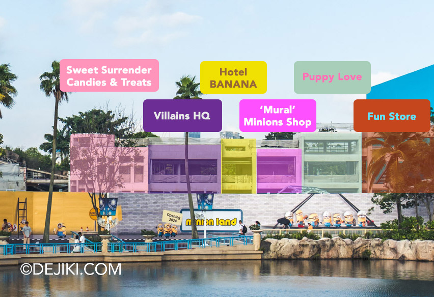 Universal Studios Singapore 2024 January Minion Land construction updates 4 street building facades