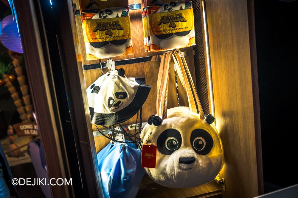 Universal Studios Singapore Chinese New Year 2024 event Kung Fu Panda merchandise booth cap and bag