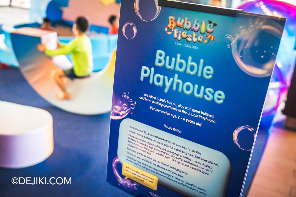 RWS Adventure Cove Waterpark 2024 Bubble Fiesta event Bay Restaurant Bubble Playhouse