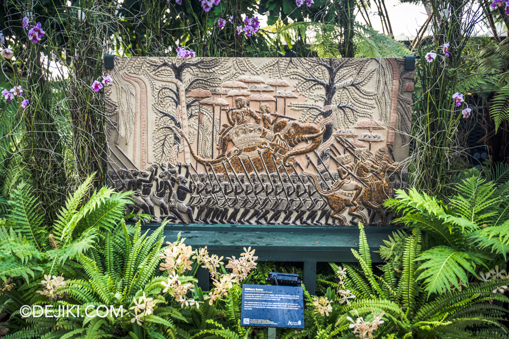 Gardens by the Bay Cloud Forest Orchid Haven 2024 Orchids of Angkor Wat carving military display