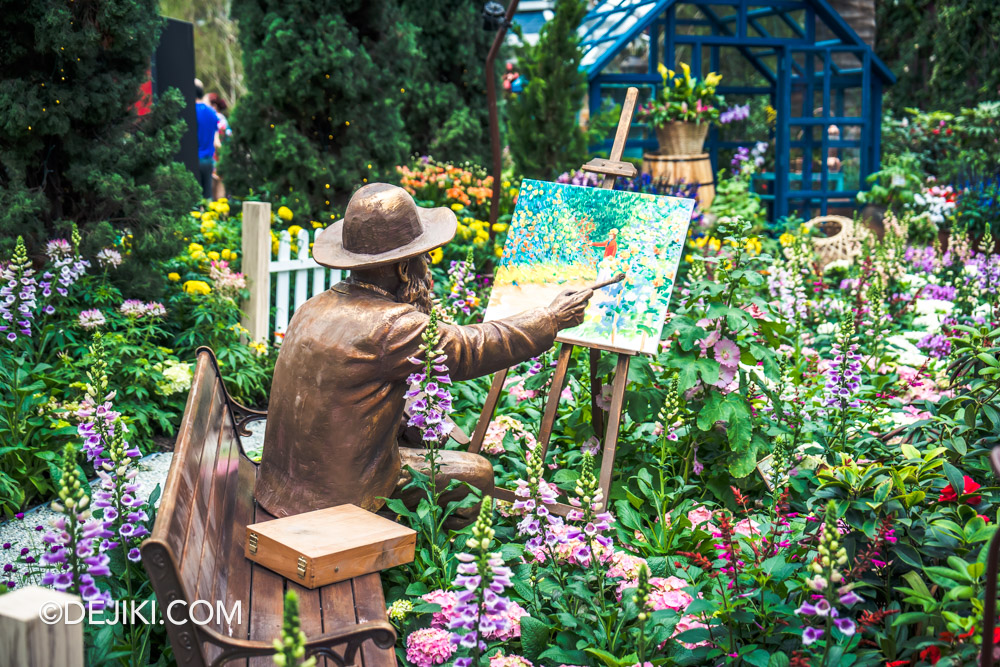 Gardens by the Bay Impressions of Monet The Garden floral display Flower Field Back Row Monet painting statue