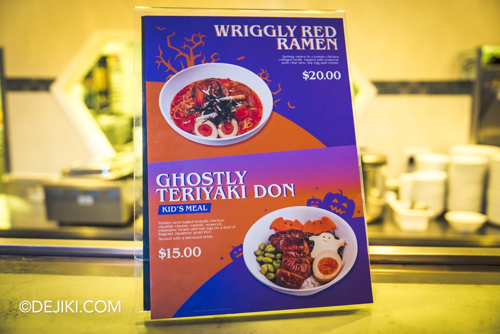 USS 2024 Day Halloween Fun For All event coverage report by Dejiki Halloween food at Starbot Cafe menu