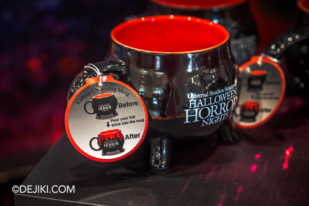 USS Halloween Horror Nights 12 Before Dark by Dejiki HHN12 merchandise display at Universal Studios Store Colour changing Cauldron Mug