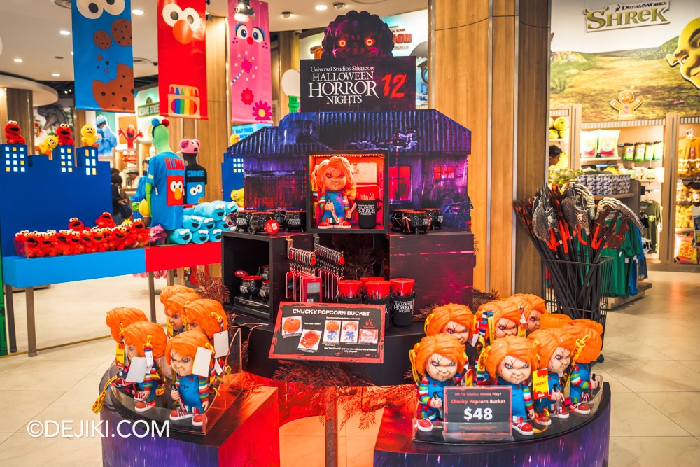 USS Halloween Horror Nights 12 Before Dark by Dejiki HHN12 merchandise display at Universal Studios Store overview