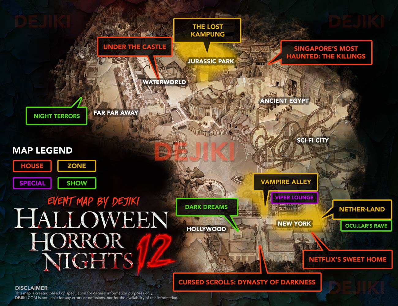 Universal Studios Singapore Halloween Horror Nights 12 HHN12 Dejiki's Event Map