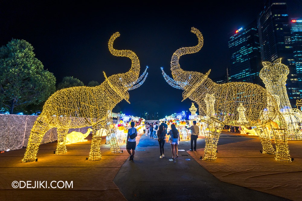 illumi Singapore light experience at Marina Bay illumi 04 Dune Palace entrance elephants