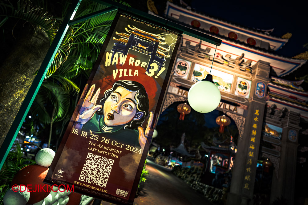 Haw Ror Villa 3 Halloween event at Haw Par Villa Singapore 2024 Park Entrance Banner