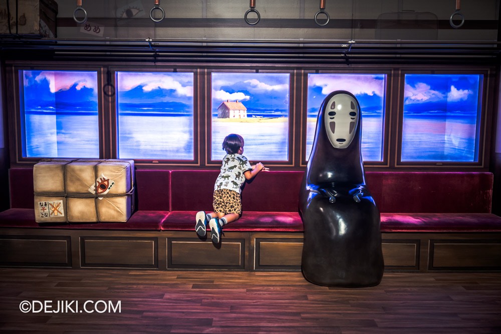 The World of Studio Ghibli at ArtScience Museum Marina Bay Sands Review Level 3 Spirited Away Train scene photo opportunity space with kid