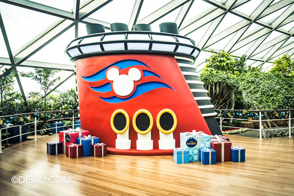 Disney Cruise Line event at Changi Airport Adventure Quest 10 Disney Adventure Ship Funnel Replica at Petal Garden