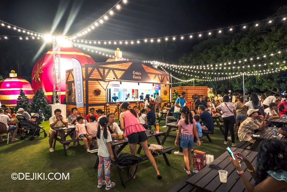 Gardens by the Bay Christmas Wonderland 2024 Teddys Tavern Outdoor Dining Seating Area