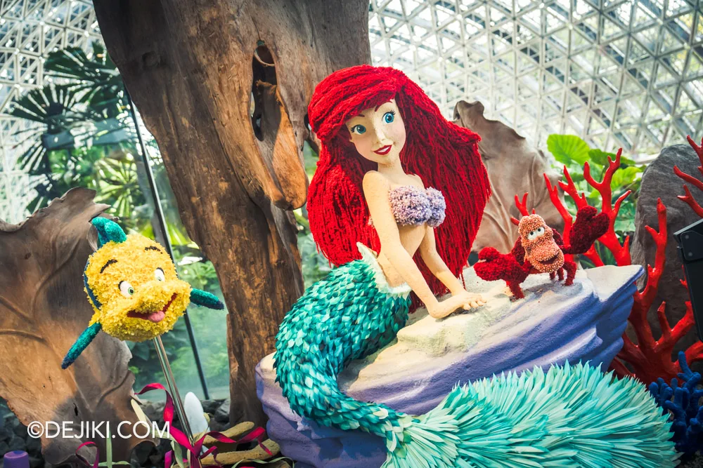 Gardens by the Bay Disney Garden of Wonder at Floral Fantasy 5 The Little Mermaid Ariel Flounder Sebastian closeup