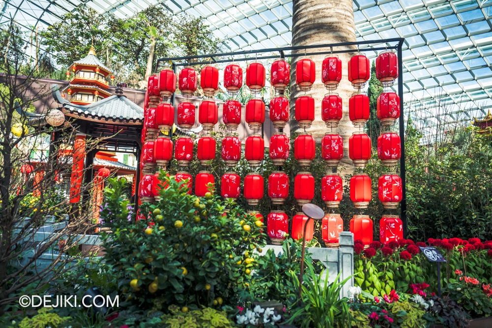 Gardens by the Bay 2025 Spring Blossoms Legend of Lady White Snake floral display at Flower Dome Back Lane Lanterns