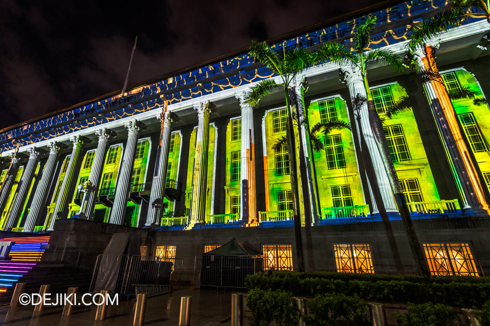 Light to Night Singapore 2025 Art Skins on Monuments Projection Artwork at National Gallery by ARAFURA using works by Chng Seok Tin Jaafar Latiff and Goh Beng Kwan 1