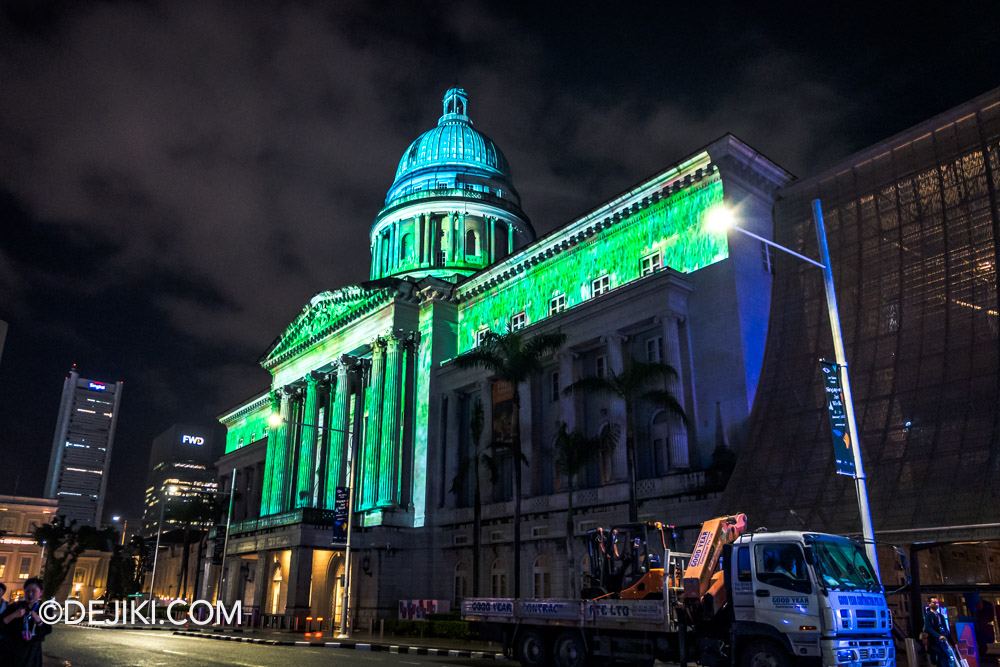 Light to Night Singapore 2025 Art Skins on Monuments Projection Artwork at National Gallery by ARAFURA using works by Chng Seok Tin Jaafar Latiff and Goh Beng Kwan 2